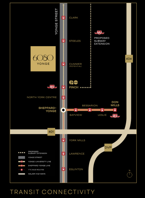6080 Yonge St. property with excellent transit access and nearby public transportation